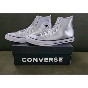 Converse Chuck Taylor All Star CTAS Hi Unisex Metallic Silver Shoes  W 7  M 5
